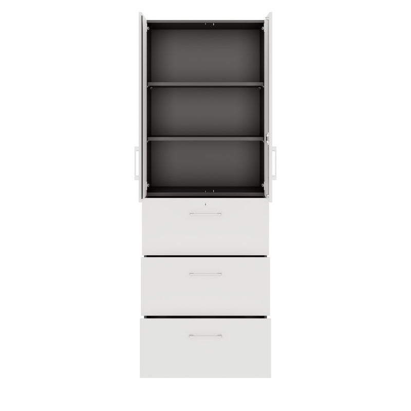 PRO Armoire à dossiers suspendus | 6 OH, 800 x 2250 mm, corps collé, avec porte, graphite / blanc  - 3 Main Image