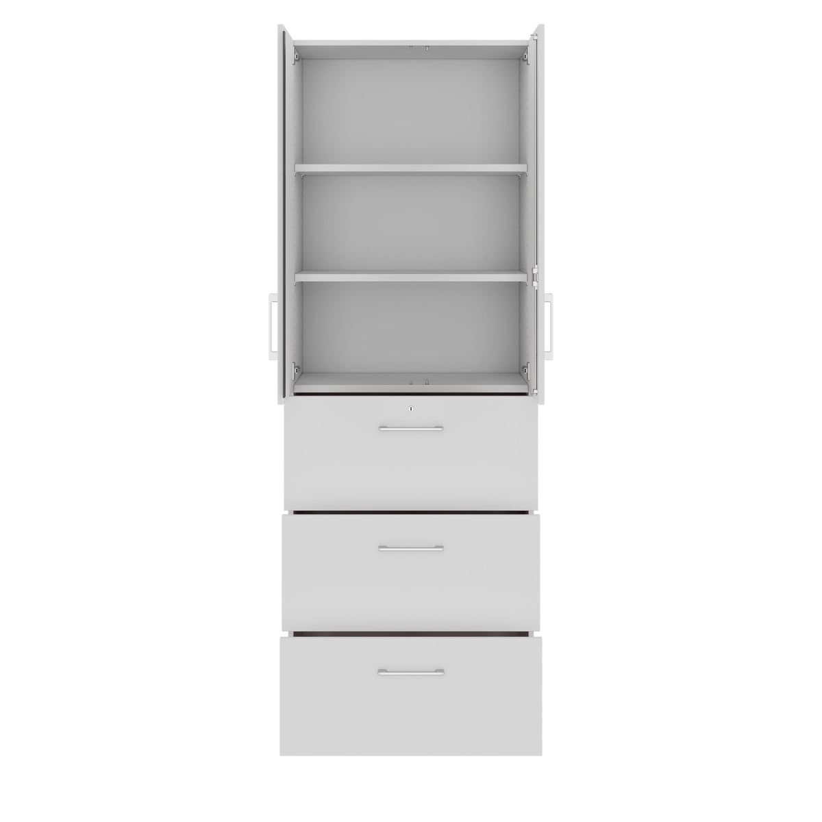 PRO Filing cabinet for hanging files | 6 OH, 800 x 2250 mm, glued carcass, with door, Grey  - 3 Lightbox Main Image