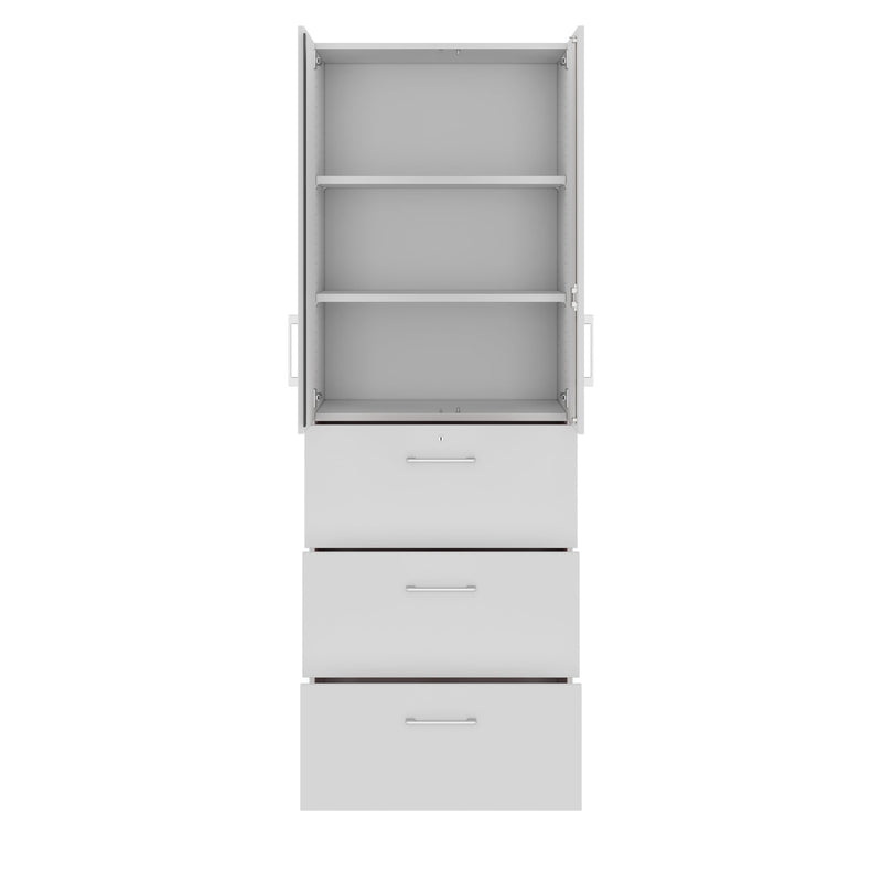 PRO Filing cabinet for hanging files | 6 OH, 800 x 2250 mm, glued carcass, with door, Grey  - 3 Main Image