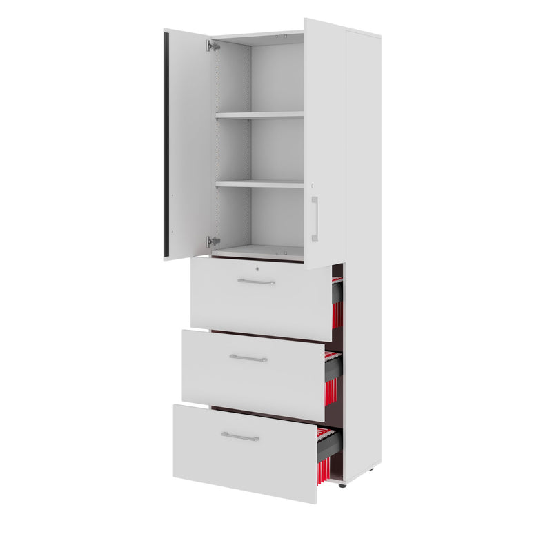 PRO Filing cabinet for hanging files | 6 OH, 800 x 2250 mm, glued carcass, with door, Grey  - 4 Main Image