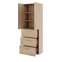 PRO Topping register cabinet | 6 Oh, 800 x 2250 mm, glued corpus, with door, natural oak