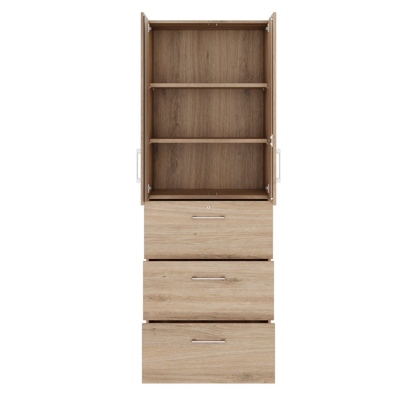 PRO Topping register cabinet | 6 Oh, 800 x 2250 mm, glued corpus, with door, natural oak