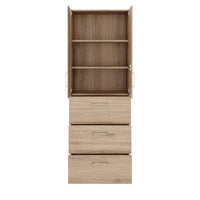 PRO Topping register cabinet | 6 Oh, 800 x 2250 mm, glued corpus, with door, natural oak