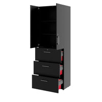 PRO Hängeregisterschrank | 6 OH, 800 x 2250 mm, verleimter Korpus, mit Tür, Schwarz