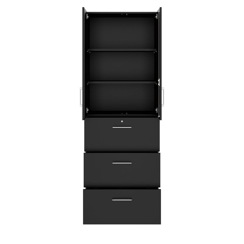 PRO Armoire à dossiers suspendus | 6 OH, 800 x 2250 mm, corps collé, avec porte, noir  - 3 Main Image
