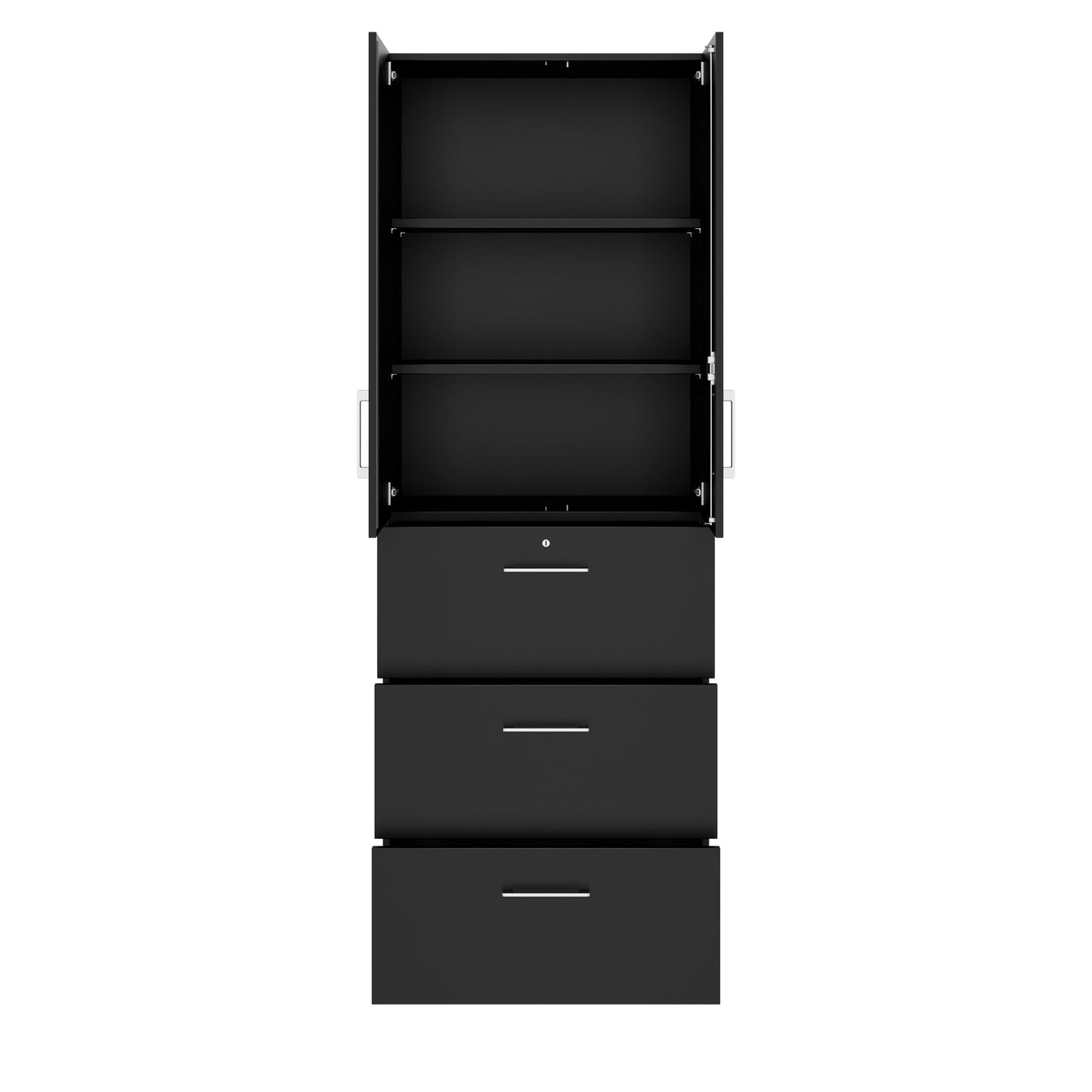 PRO Topping register cabinet | 6 Oh, 800 x 2250 mm, glued corpus, with door, black