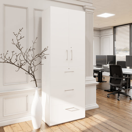 PRO Topping register cabinet | 6 Oh, 800 x 2250 mm, glued corpus, with door, white