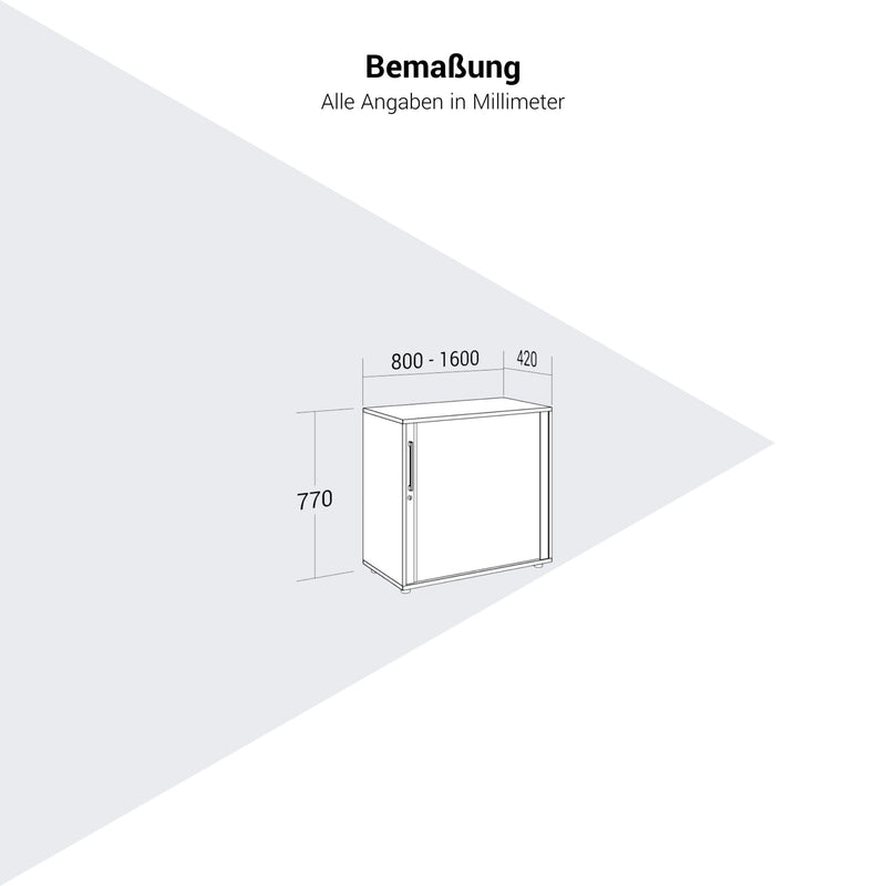 PRO Roller shutter cabinet | 2 OH, 800 - 1600 x 770 mm, glued carcass, black  - 12 Main Image