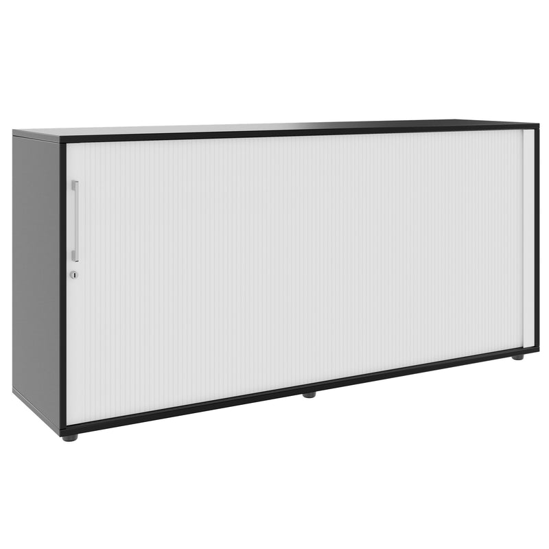 PRO Roller shutter cabinet | 2 OH, 800 - 1600 x 770 mm, glued carcass, black  - 1 Main Image