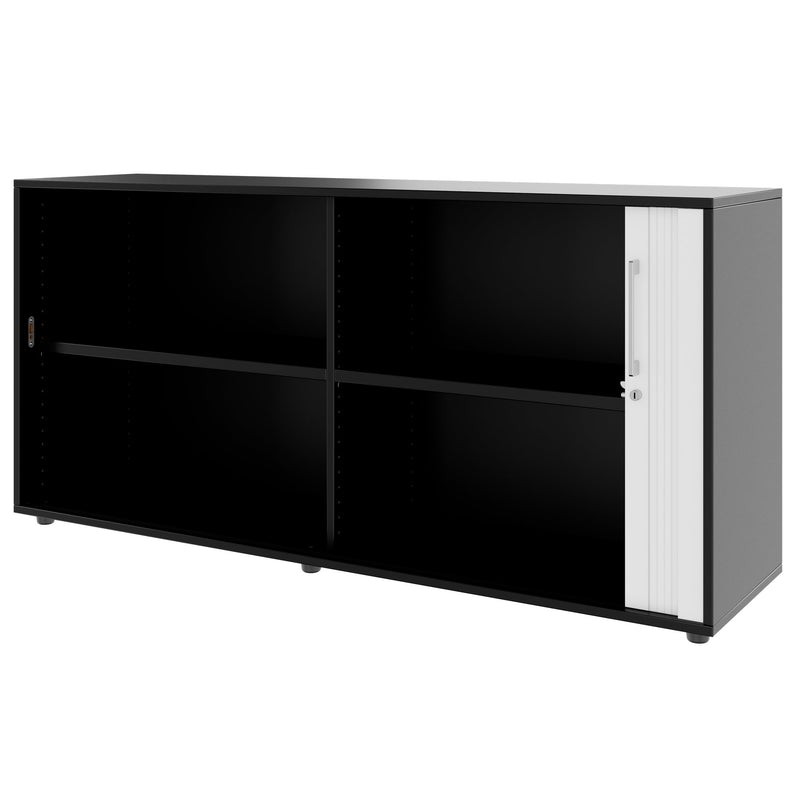 PRO Roller shutter cabinet | 2 OH, 800 - 1600 x 770 mm, glued carcass, black  - 4 Main Image