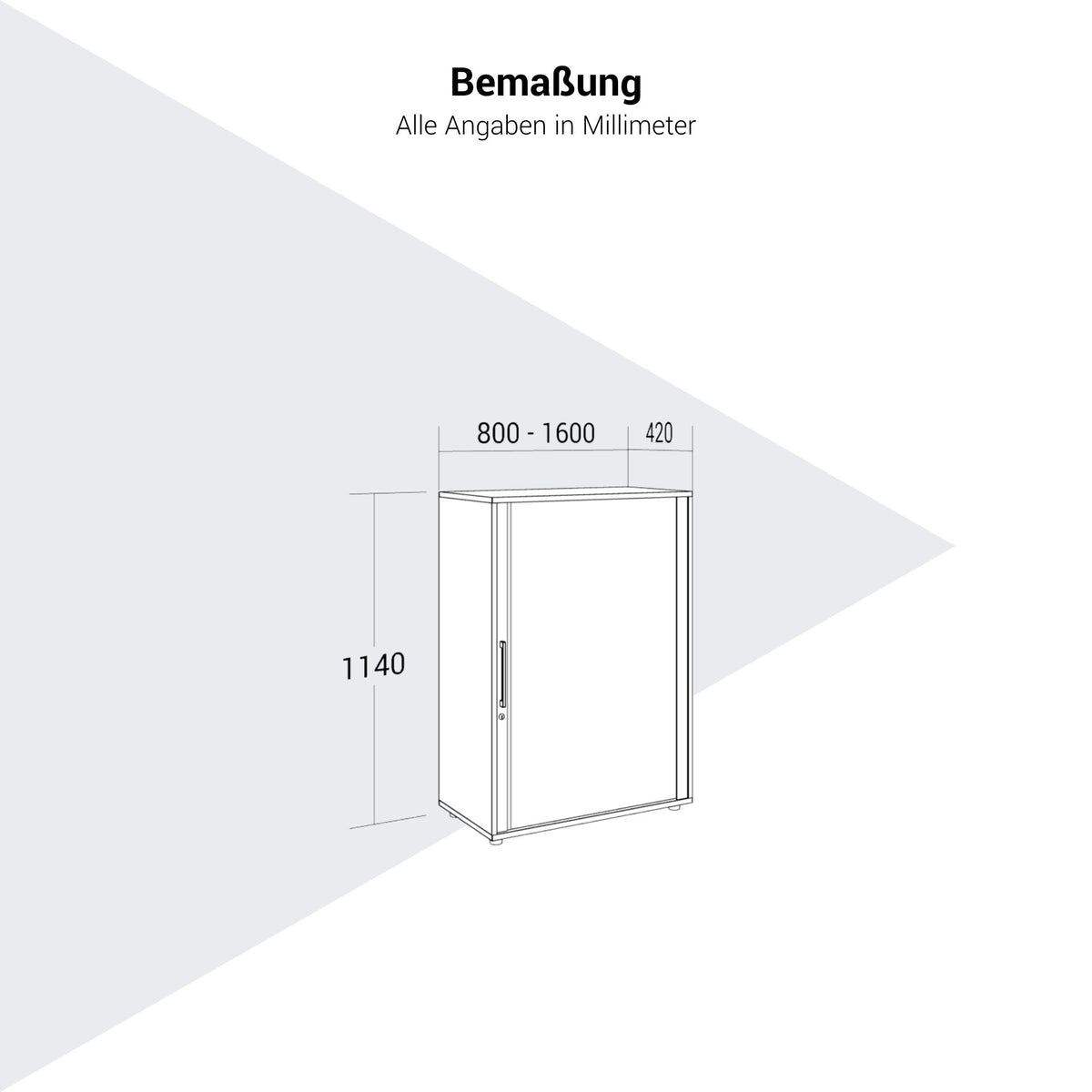 PRO Tambour cabinet | 3 OH, 800 - 1600 x 1140 mm, glued carcass, Black  - 12 Lightbox Main Image
