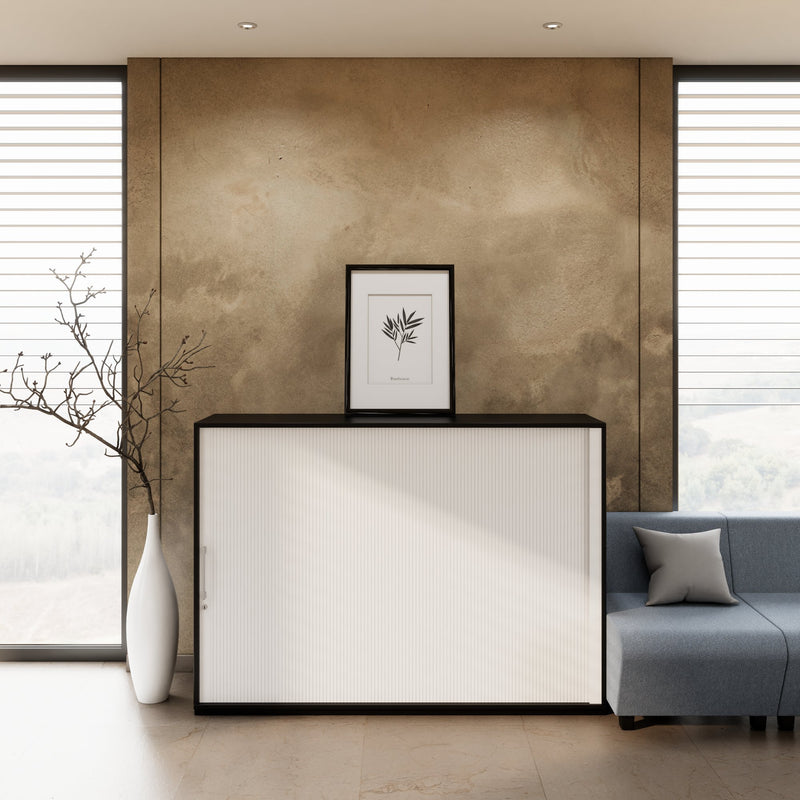PRO Tambour cabinet | 3 OH, 800 - 1600 x 1140 mm, glued carcass, Black  - 13 Main Image
