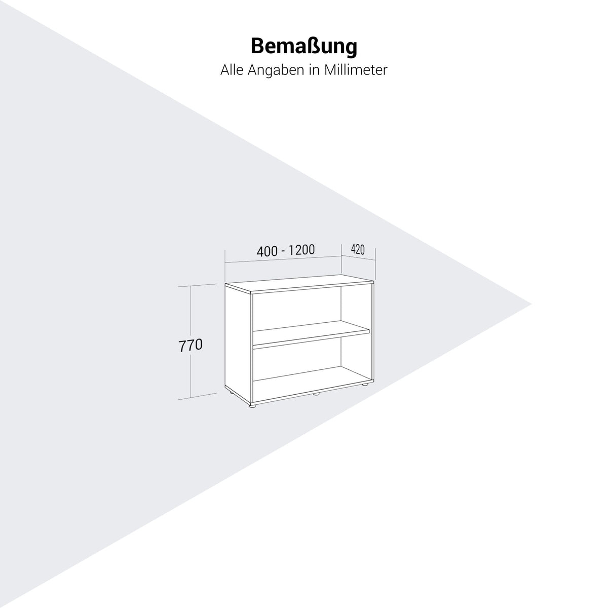 PRO Shelf cabinet | 2 Oh, 400 - 1200 x 770 mm, natural oak - 11 Lightbox Main Image