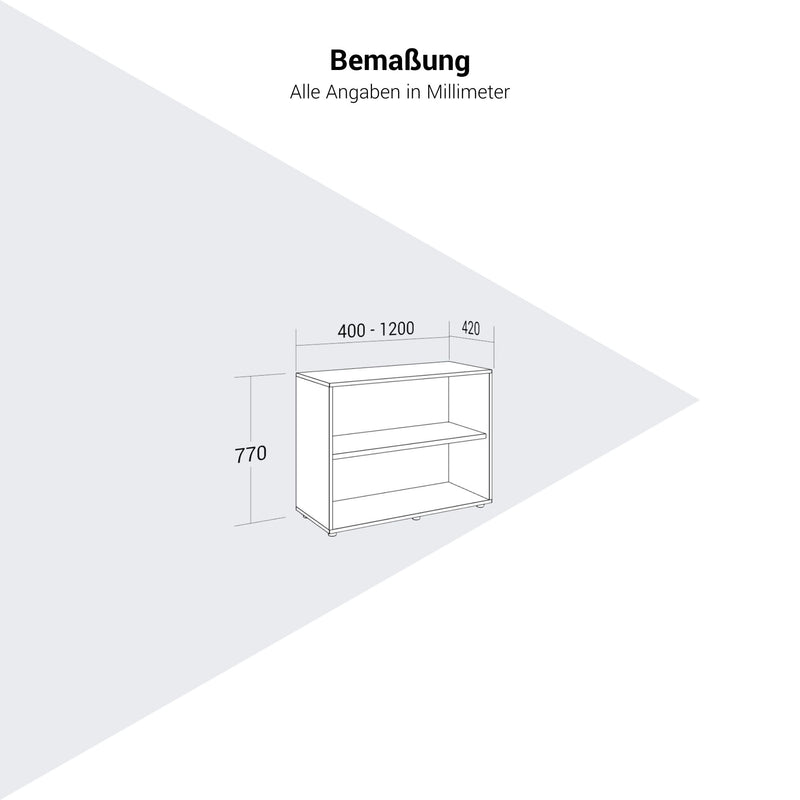 PRO Shelf cabinet | 2 Oh, 400 - 1200 x 770 mm, natural oak - 11 Main Image