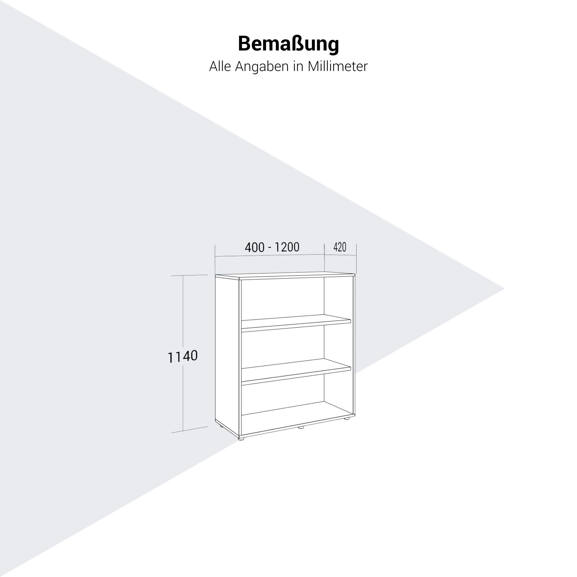 PRO Shelf cabinet | 3 Oh, 400 - 1200 x 1140 mm, black