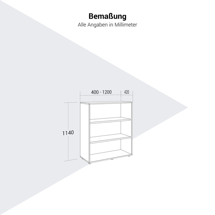 PRO Shelf cabinet | 3 Oh, 400 - 1200 x 1140 mm, black
