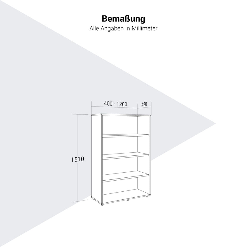 PRO Shelf cabinet | 4 Oh, 400 - 1200 x 1510 mm, graphite
