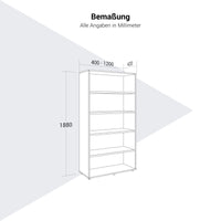 PRO Cabinet scaffale | 5 OH, 400 - 1200 x 1880 mm, grafite