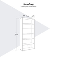 PRO Cabinet scaffale | 6 OH, 400 - 1200 x 2250 mm, grigio