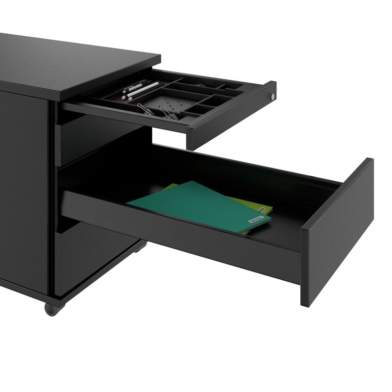 PRO Rollcontainer | 800 mm tief, Kleinteilefach, Soft-Close, Schwarz - 6 Main Image