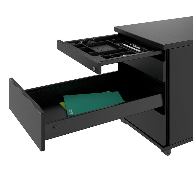 PRO Rollcontainer | 800 mm tief, Kleinteilefach, Soft-Close, Schwarz - 5 Main Image