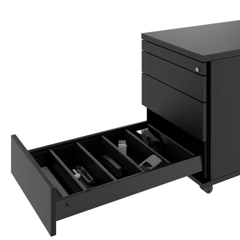 PRO Rollcontainer | 800 mm tief, Kleinteilefach, Soft-Close, Schwarz - 7 Main Image