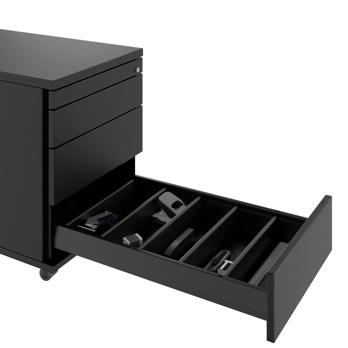 PRO Rollcontainer | 800 mm tief, Kleinteilefach, Soft-Close, Schwarz - 8 Lightbox Main Image