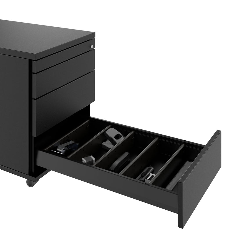PRO Rollcontainer | 800 mm tief, Kleinteilefach, Soft-Close, Schwarz - 8 Main Image