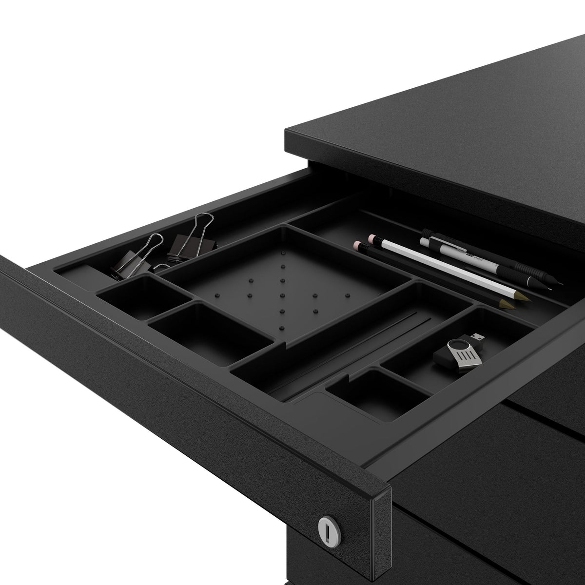 PRO Rollcontainer | 800 mm tief, Kleinteilefach, Soft-Close, Schwarz - 9 Lightbox Main Image