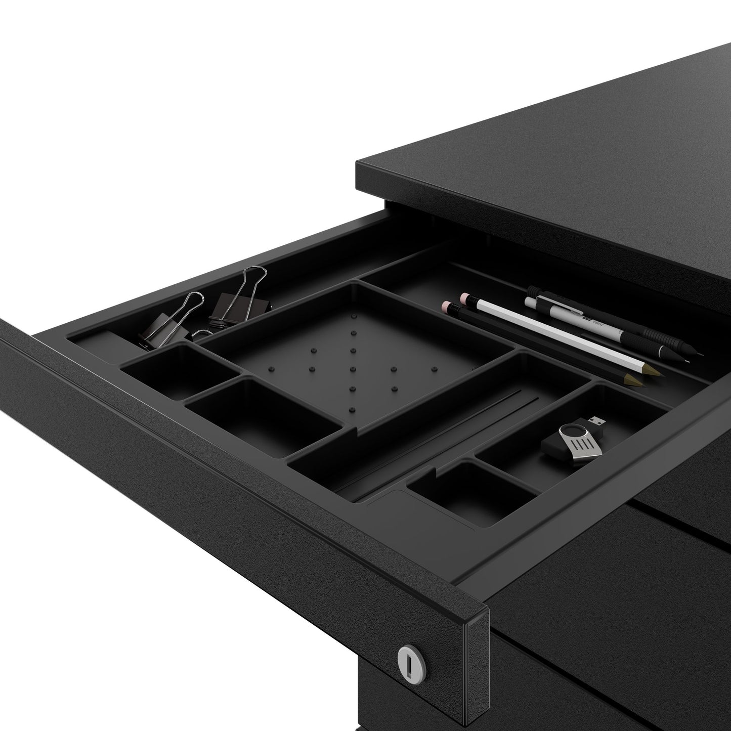 PRO Rollcontainer | 800 mm tief, Kleinteilefach, Soft-Close, Schwarz