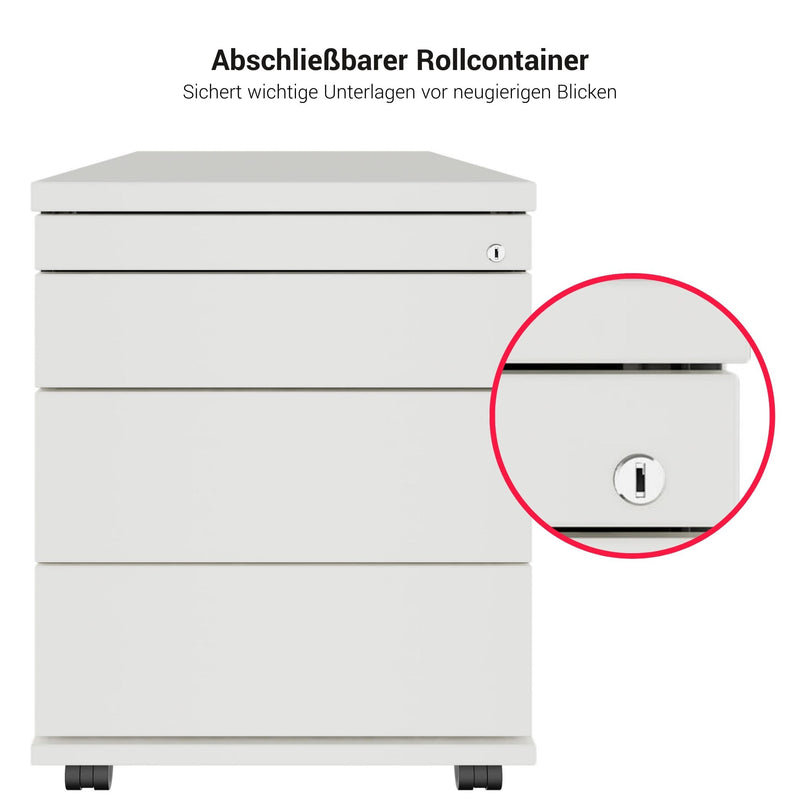 PRO Rollcontainer | 800 mm tief, Kleinteilefach, Soft-Close, Schwarz - 12 Main Image