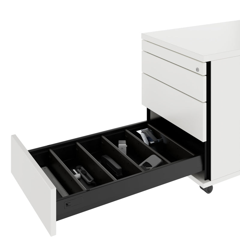PRO Rollcontainer | 800 mm tief, Kleinteilefach, Soft-Close, Weiß - 7 Main Image
