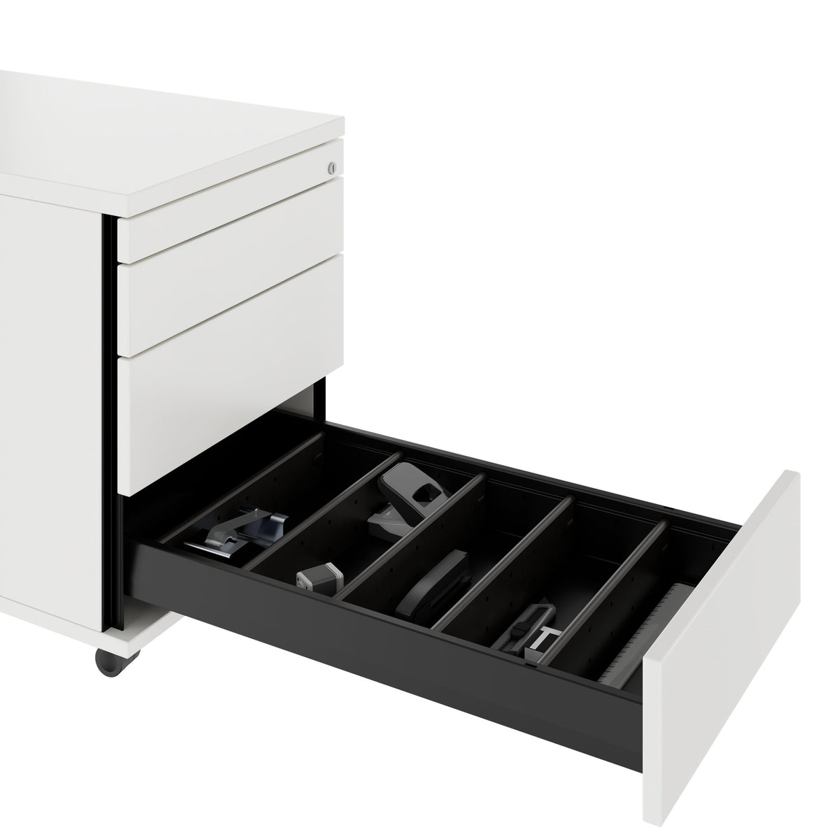 PRO Rollcontainer | 800 mm tief, Kleinteilefach, Soft-Close, Weiß - 8 Lightbox Main Image