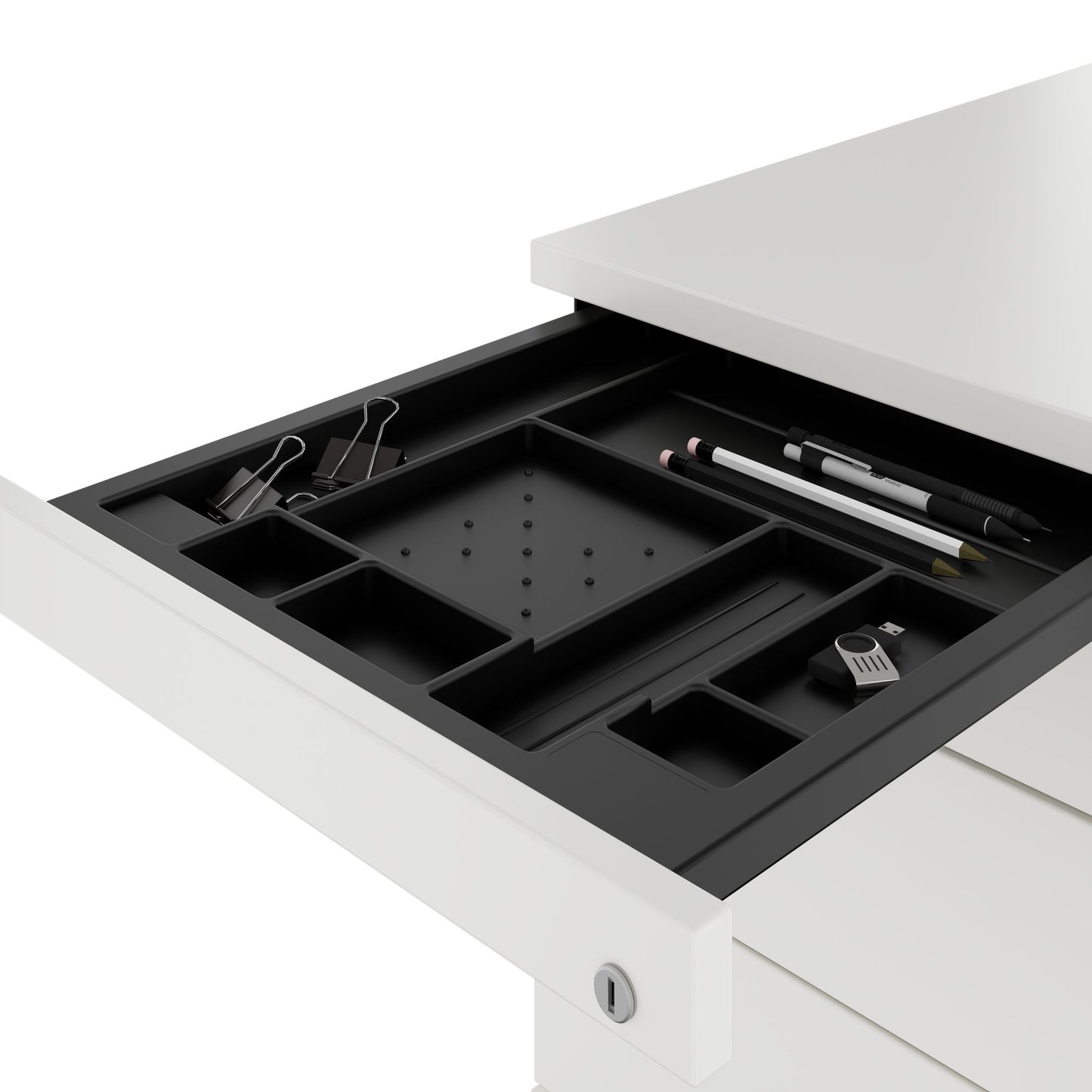 PRO Rollcontainer | 800 mm tief, Kleinteilefach, Soft-Close, Weiß