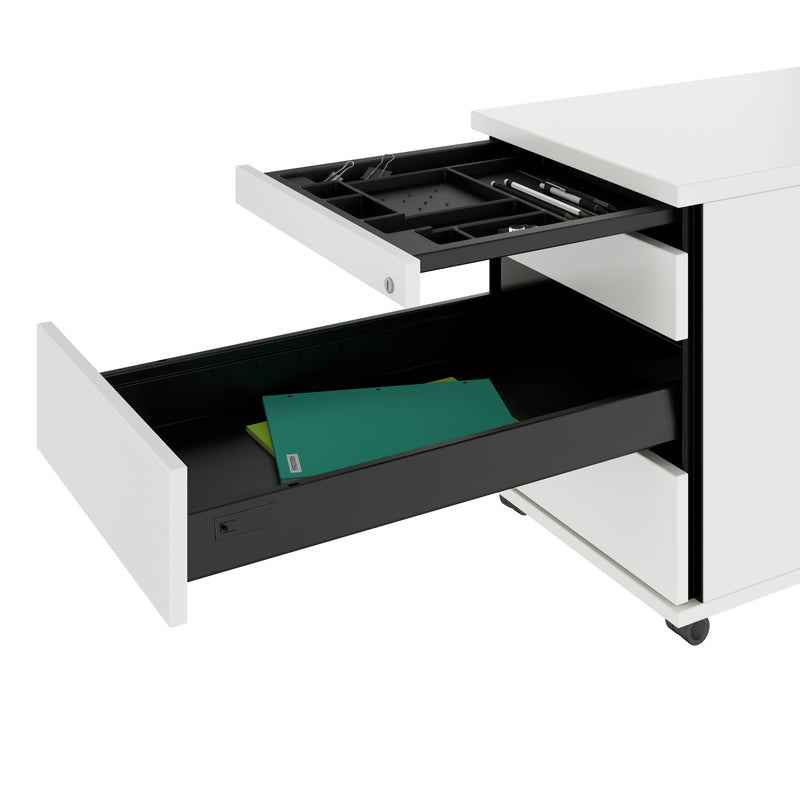 PRO Rollcontainer | 800 mm tief, Kleinteilefach, Soft-Close, Weiß - 5 Main Image