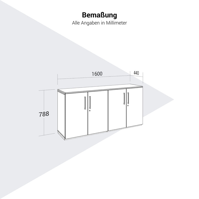 PRO wall unit | 2 OH, 1600 x 788 mm, gray