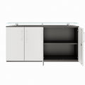 PRO Sideboard | 2 OH, 1600 x 860 mm, mit Glasplatte, Graphit / Weiß - 3 Thumbnail Image