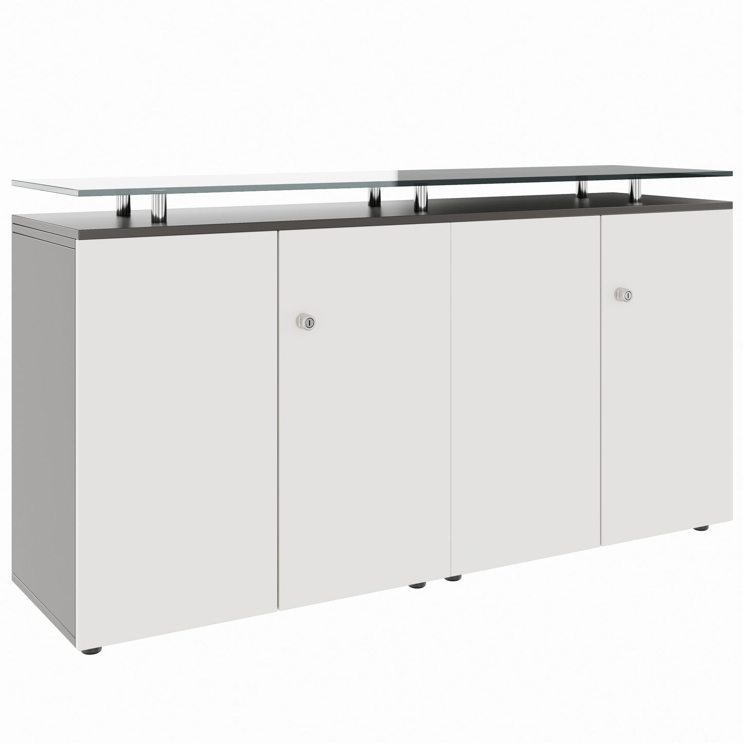 PRO Sideboard | 2 Oh, 1600 x 860 mm, with glass plate, graphite / white