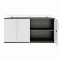 PRO Sideboard | 2 OH, 1600 x 860 mm, con lastra di vetro, grafite / bianco