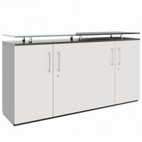 PRO Sideboard | 2 Oh, 1600 x 860 mm, with glass plate, graphite / white