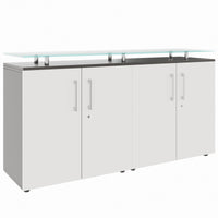 PRO Sideboard | 2 Oh, 1600 x 860 mm, with glass plate, graphite / white