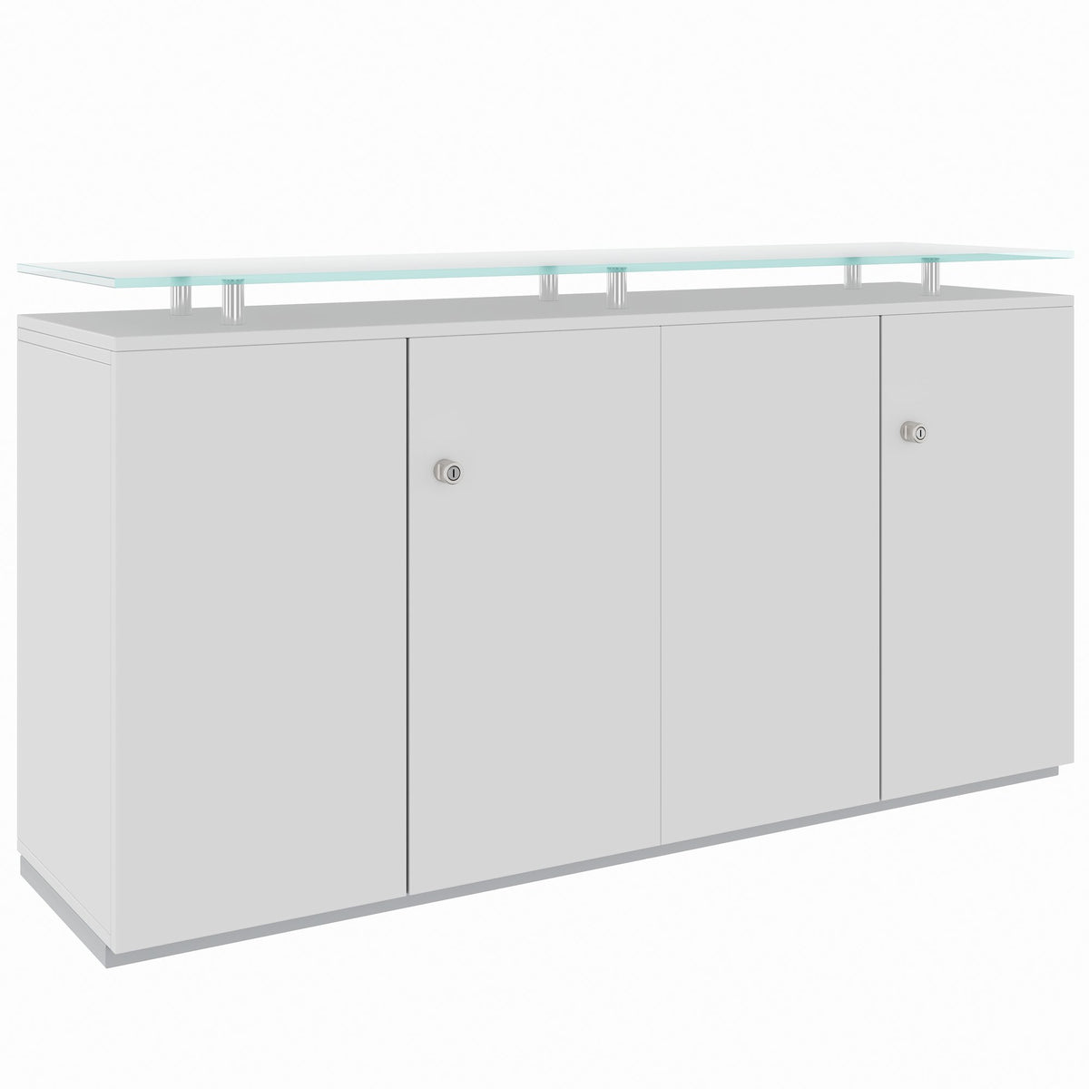 PRO Sideboard | 2 OH, 1600 x 860 mm, con lastra di vetro, grigio - 1 Lightbox Main Image