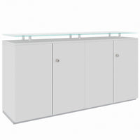 Credenza PRO | 2 OH, 1600 x 860 mm, con piano in vetro, grigio