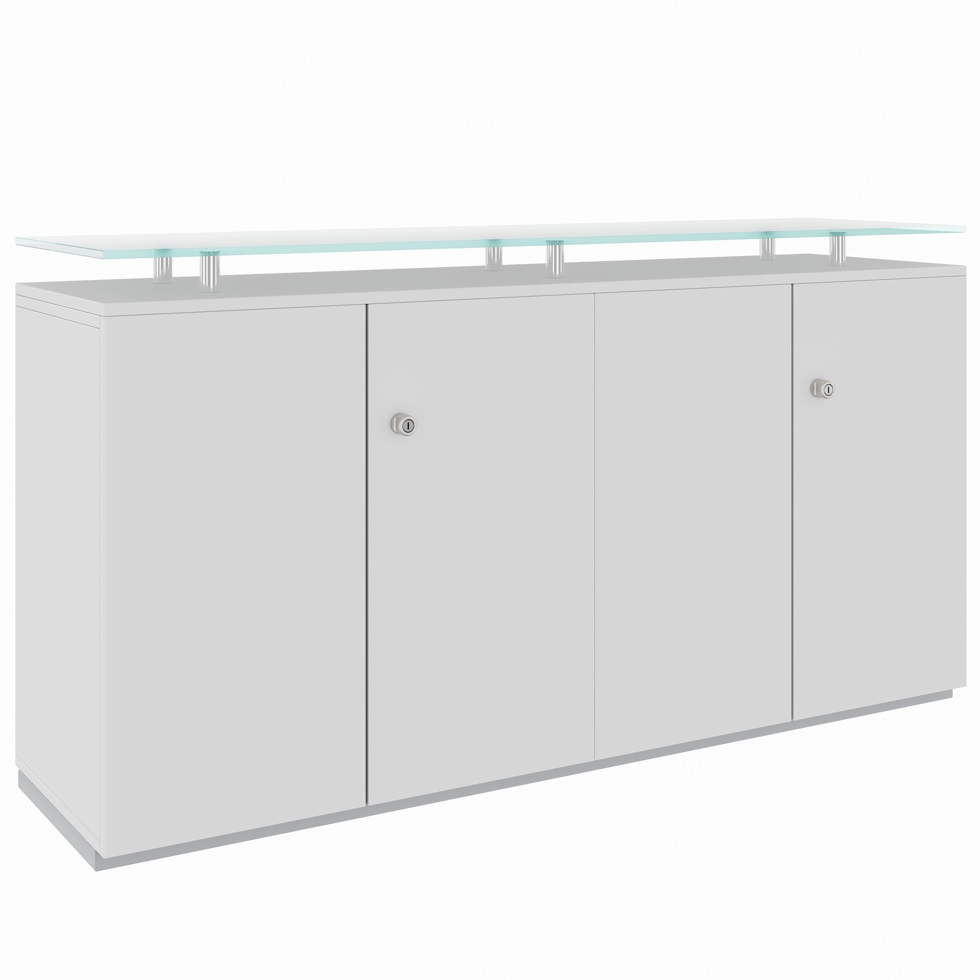 PRO Sideboard | 2 OH, 1600 x 860 mm, con lastra di vetro, grigio