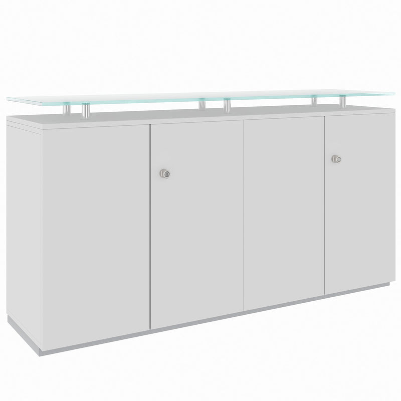 PRO Sideboard | 2 OH, 1600 x 860 mm, con lastra di vetro, grigio - 1 Main Image