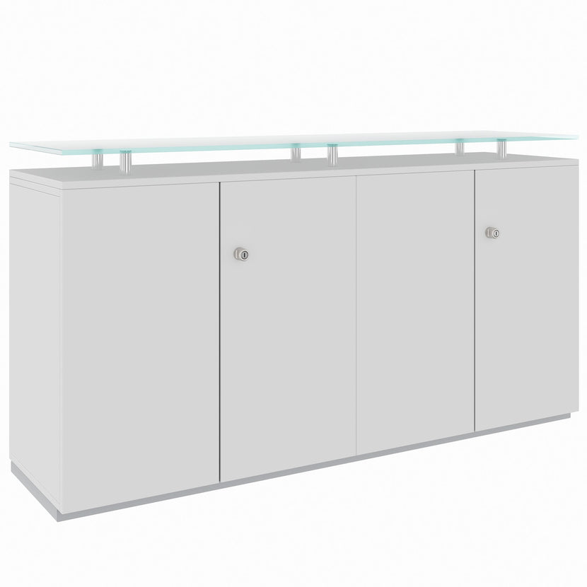PRO Sideboard | 2 OH, 1600 x 860 mm, con lastra di vetro, grigio
