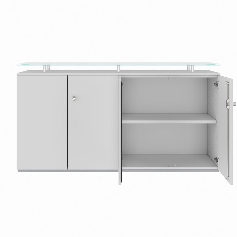 PRO Sideboard | 2 OH, 1600 x 860 mm, con lastra di vetro, grigio
