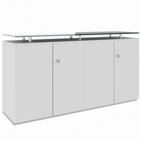 Credenza PRO | 2 OH, 1600 x 860 mm, con piano in vetro, grigio