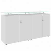 Credenza PRO | 2 OH, 1600 x 860 mm, con piano in vetro, grigio