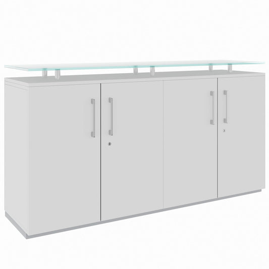 PRO Buffet | 2 oh, 1600 x 860 mm, avec plaque de verre, gris